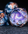 URWizards D&D Starry Liquid Heart Resin Engraved Dice Set Copper Flakes - Urwizards