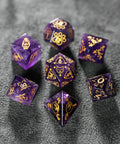URWizards Dnd Engraved Amethyst Dice Set Meow Style - Urwizards