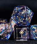 URWizards D&D Resin Night Neon Glitter Engraved Dice Set Cleric Style - Urwizards