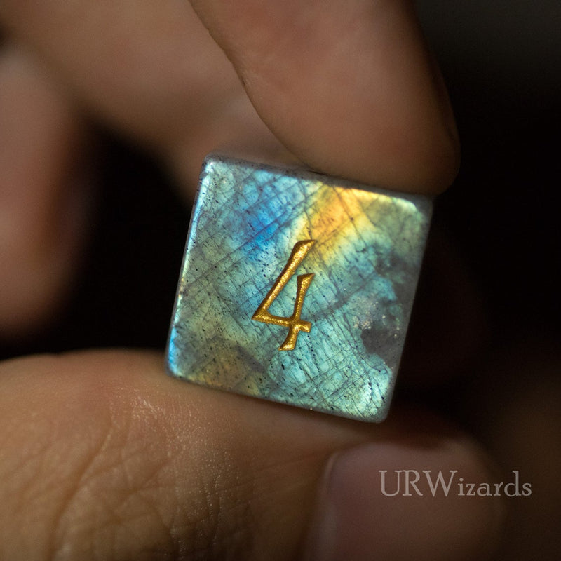 URWizards Dnd Labradorite Gemstone Engraved Dice Set UwU & T_T - Urwizards