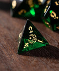 URWizards Dnd Emerald Glass Engraved Dice Set Moon Star Style - Urwizards