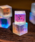 URWizards Dnd Engraved Dichroic Prism Glass D6 Dice Moon and Star - Urwizards