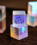 URWizards Dnd Engraved Dichroic Prism Glass D6 Dice Moon and Star - Urwizards