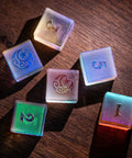 URWizards Dnd Engraved Dichroic Prism Glass D6 Dice Moon and Star - Urwizards