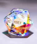URWizards Dnd Engraved Dichroic Prism  Glass D20 Dice YEET & F*CK - Urwizards