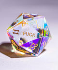 URWizards Dnd Engraved Dichroic Prism  Glass D20 Dice YEET & F*CK - Urwizards