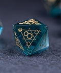 URWizards Dnd Blue Glass Engraved Dice Set Astrology Style - Urwizards