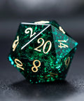 URWizards D&D Blast Emerald Glass Engraved Dice Set - Urwizards