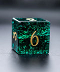 URWizards D&D Blast Emerald Glass Engraved Dice Set - Urwizards