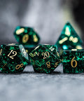 URWizards D&D Blast Emerald Glass Engraved Dice Set - Urwizards