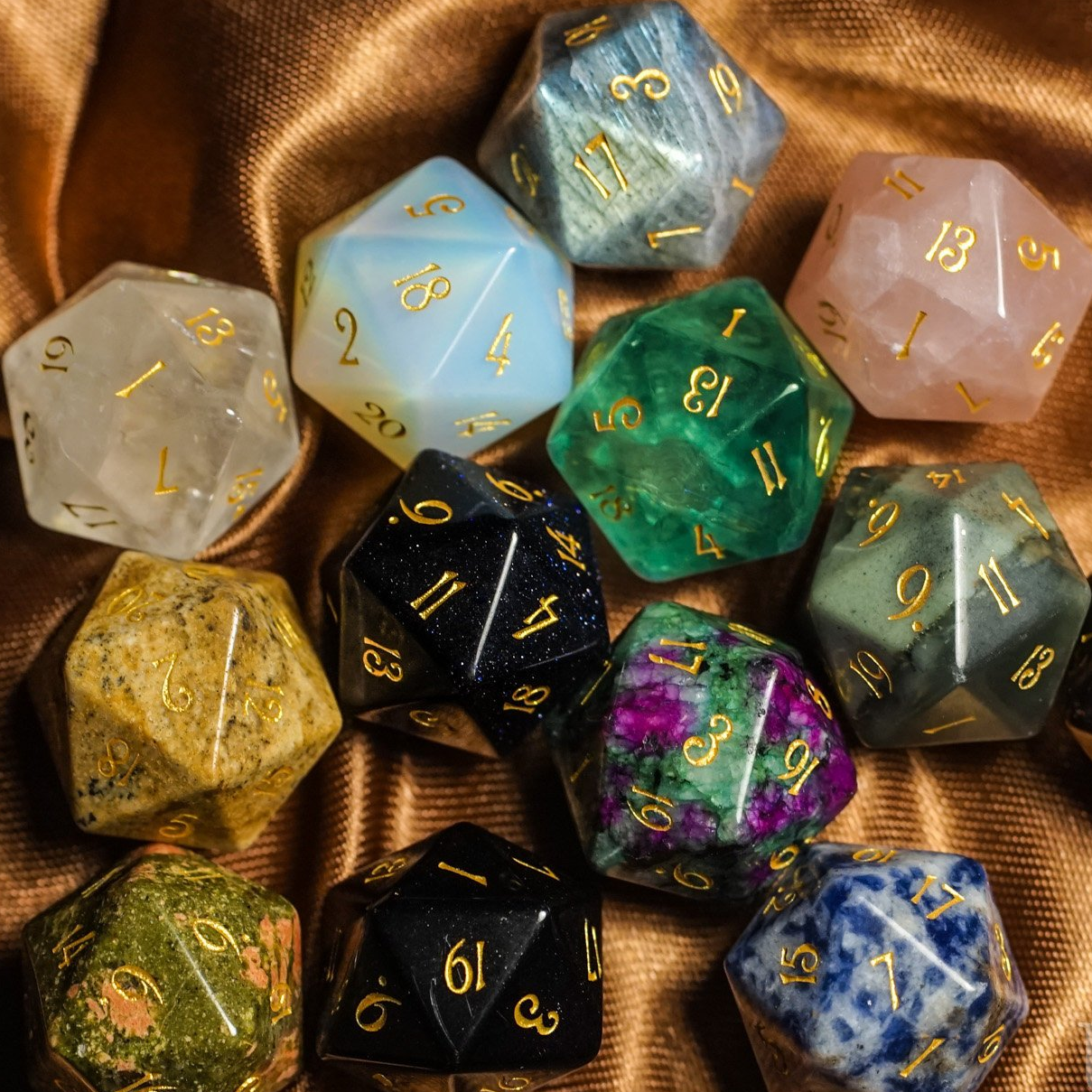 URWizards D&D Engraved Gemstone D20 Dice