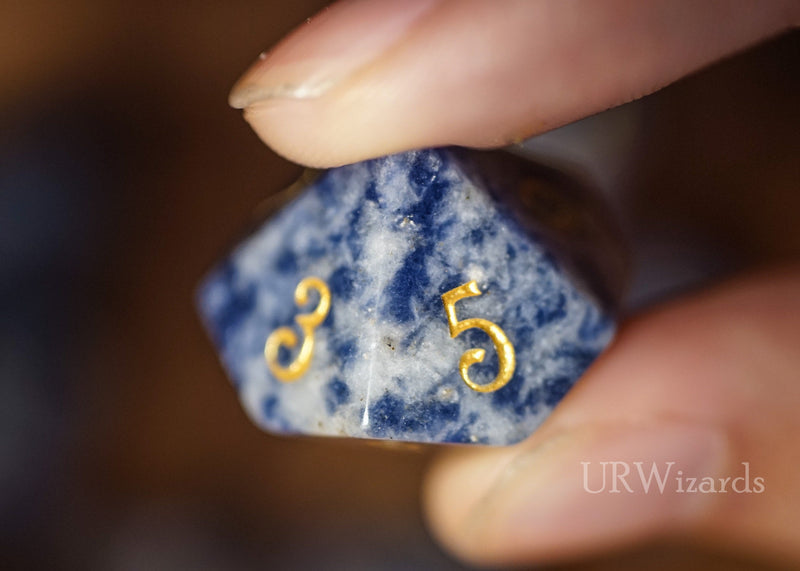 URWizards Dnd Blue Vein stone Engraved Dice Set - Urwizards