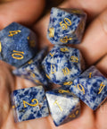URWizards Dnd Blue Vein stone Engraved Dice Set - Urwizards