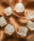 URWizards Dnd Clear Quartz Gemstone Engraved Dice Set - Urwizards