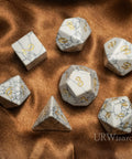 URWizards Dnd White Howlite Gemstone Engraved Dice Set - Urwizards