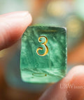 URWizards Dnd Green Fluorite Gemstone Engraved Dice Set Moon Style - Urwizards