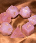 URWizards Dnd Rose Quartz Gemstone Engraved Dice Set - Urwizards