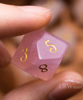 URWizards Dnd Rose Quartz Gemstone Engraved Dice Set - Urwizards