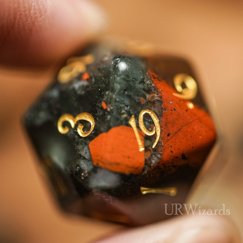 URWizards Dnd Bloodstone Gemstone Engraved Dice Set - Urwizards