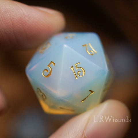 URWizards Dnd Opalite Gemstone Engraved Dice Set - Urwizards