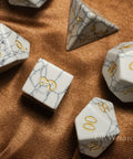 URWizards Dnd White Howlite Gemstone Engraved Dice Set - Urwizards
