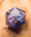 URWizards D20 Engraved Purple Fluorite Gemstone D20 Dice - Dungeons and Dragons D20, RPG Game DND - Urwizards
