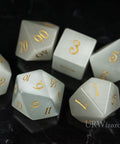 URWizards Dnd White Cat's Eye Gemstone Engraved Dice Set - Urwizards