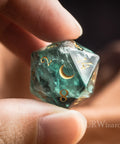 URWizards Dnd Green Fluorite Gemstone Engraved Dice Set Moon Style - Urwizards