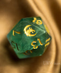 URWizards Dnd Green Fluorite Gemstone Engraved Dice Set Dragon Style - Urwizards