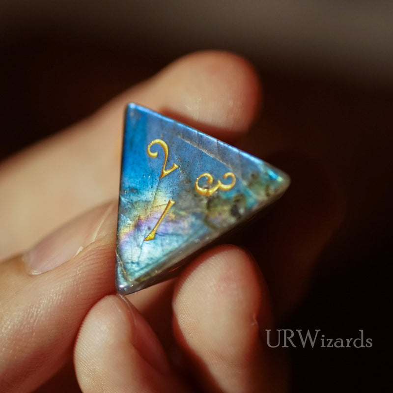 URWizards Dnd Labradorite Gemstone Engraved Dice Set  Moon Style - Urwizards