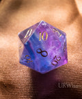 URWizards D20 Engraved Purple Fluorite Gemstone D20 Dice - Dungeons and Dragons D20, RPG Game DND - Urwizards