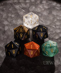 SPINDOWN D20 Engraved Gemstone Dice -Dungeons and Dragons, DND, MTG Game Spindown Dice - Urwizards