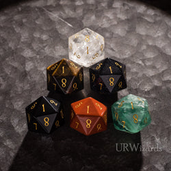 SPINDOWN D20 Engraved Gemstone Dice -Dungeons and Dragons, DND, MTG Game Spindown Dice - Urwizards