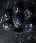 URWizards Dnd Blue Sandstone Gemstone Engraved Dice Set - Urwizards