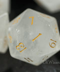 URWizards Dnd Clear Quartz Gemstone Engraved Dice Set - Urwizards