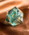 URWizards Dnd Green Fluorite Gemstone Engraved Dice Set Moon Style - Urwizards