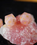 URWizards Dnd Rose Quartz Gemstone Engraved Dice Set - Urwizards