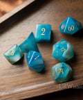 URWizards Dnd Blue Agate Gemstone Engraved Dice Set - Urwizards