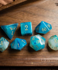 URWizards Dnd Blue Agate Gemstone Engraved Dice Set - Urwizards