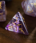 URWizards Dnd Purple Fluorite Gemstone Engraved Dice Set Dagger Rogue Style - Urwizards