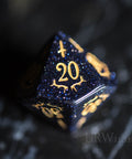 URWizards Dnd Blue Sandstone Gemstone Engraved Dice Set Dagger Rogue Style - Urwizards