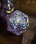 URWizards Dnd Purple Fluorite Gemstone Engraved Dice Set Dagger Rogue Style - Urwizards