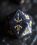 URWizards Dnd Blue Sandstone Gemstone Engraved Dice Set Dagger Rogue Style - Urwizards