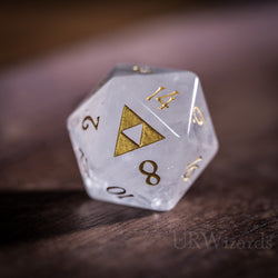 URWizards Dnd Clear Quartz Engraved Dice Set Zelda Triforce Triangle - Urwizards
