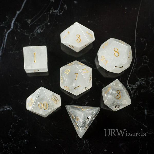 URWizards Dnd Clear Quartz Engraved Dice Set Zelda Triforce Triangle - Urwizards