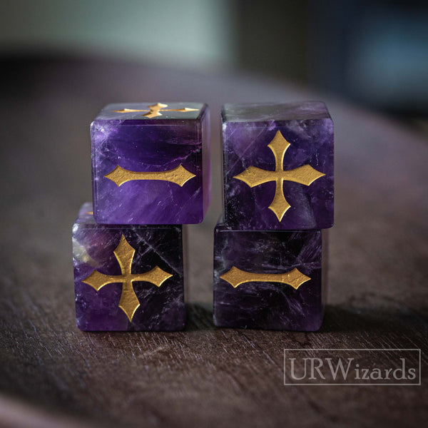 Engrave Amethyst Fudge Dice D6, 4 pcs Fate Dice - Urwizards