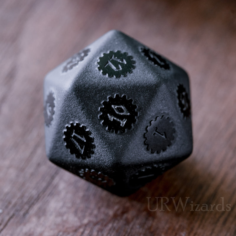 URWizards Dnd Obsidian Gemstone Raised Dice Set Gear Style - Urwizards