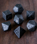 URWizards Dnd Obsidian Gemstone Raised Dice Set Gear Style - Urwizards