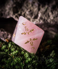 URWizards Dnd Rose Quartz Gemstone Engraved Dice Set Plant Vine Style - Urwizards