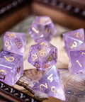 URWizards Dnd Lavender Amethyst Engraved Dice Set - Urwizards